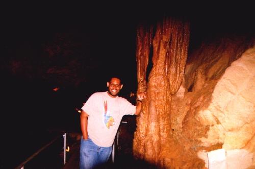 David and a stalagmite